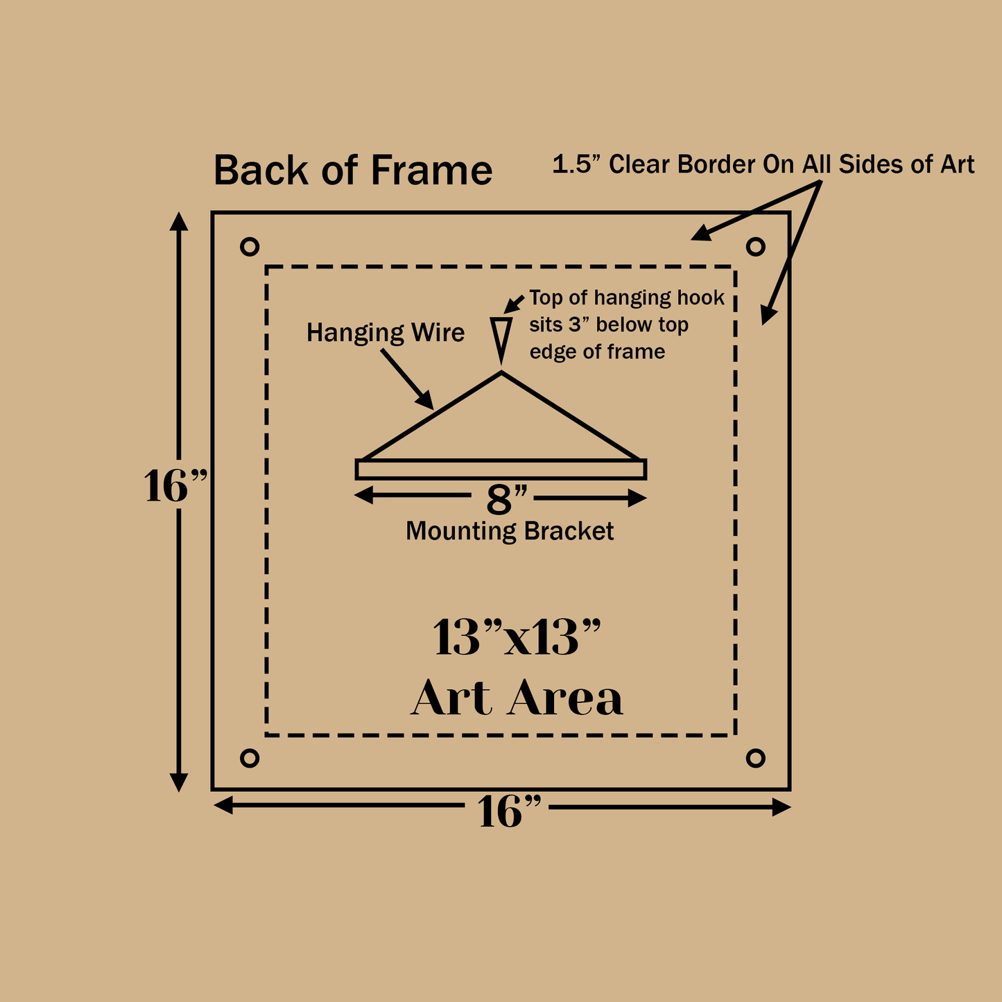 8x10 Acrylic Floating Frame Easy-Hang Wire Bracket and Standoff Bolts