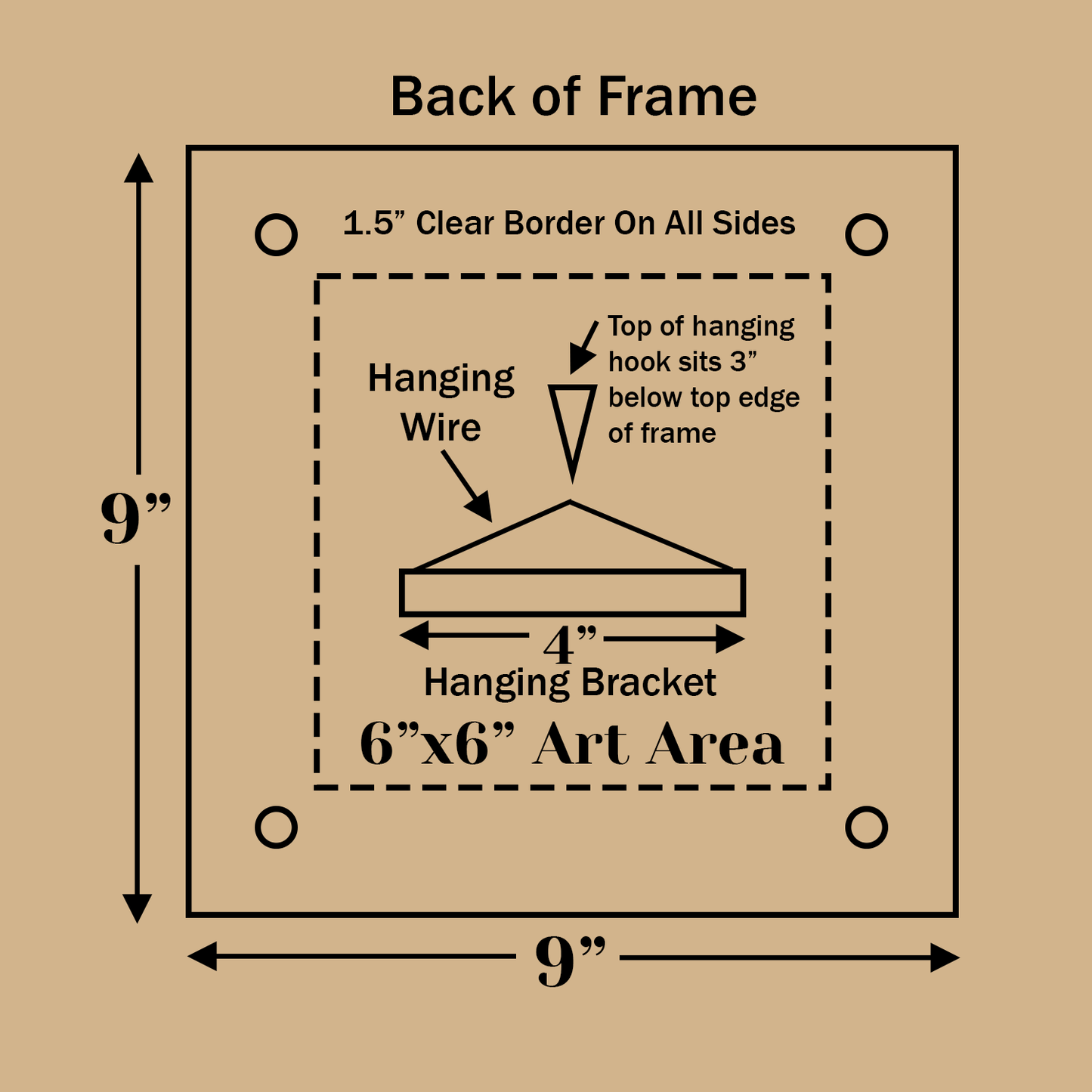 8x10 Acrylic Floating Frame Easy-Hang Wire Bracket and Standoff Bolts